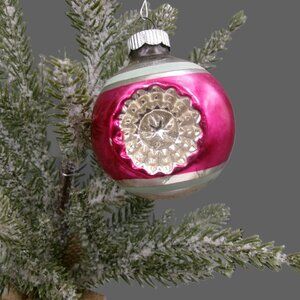 Vintage Shiny Brite Double Intent Christmas Ornament, Mercury Glass, 3 Inch